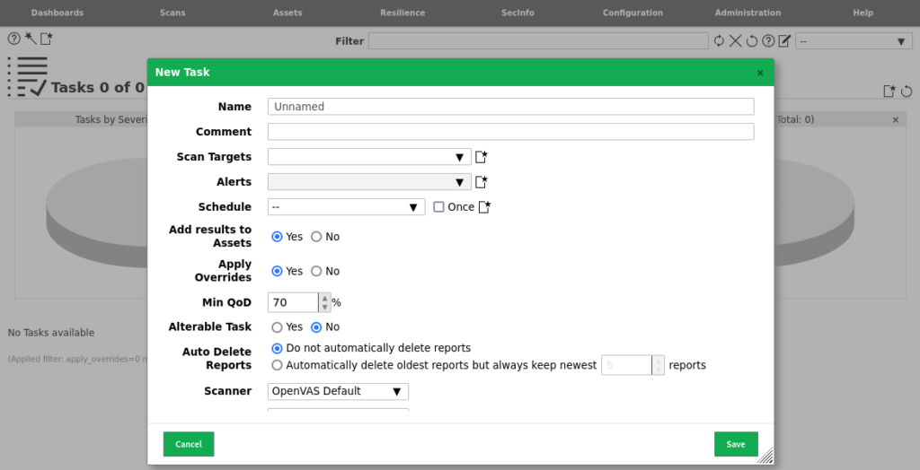 OpenVAS Define Vulnerability Scan