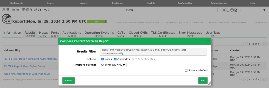 OpenVAS Export Report