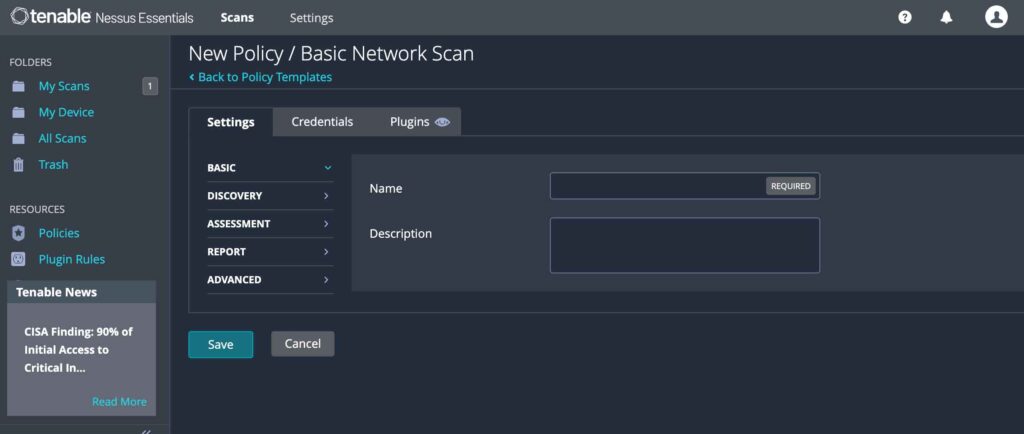 Nessus Scan Policy